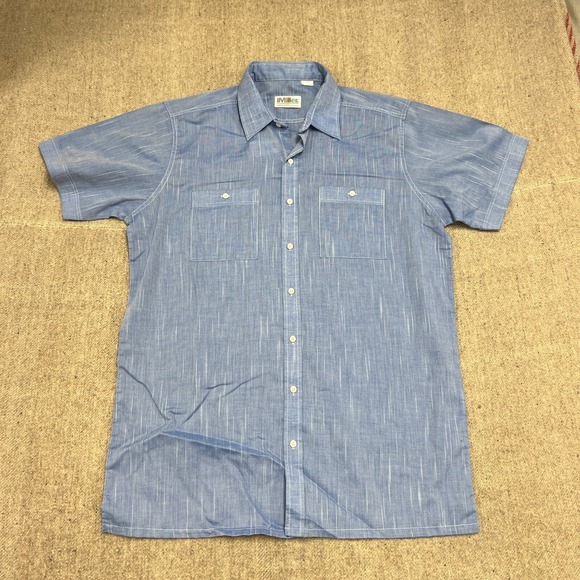 Other - Vintage IMiller Chambray Button Up Shirt Mens‎ XL Blue 1970s Short Sleeve